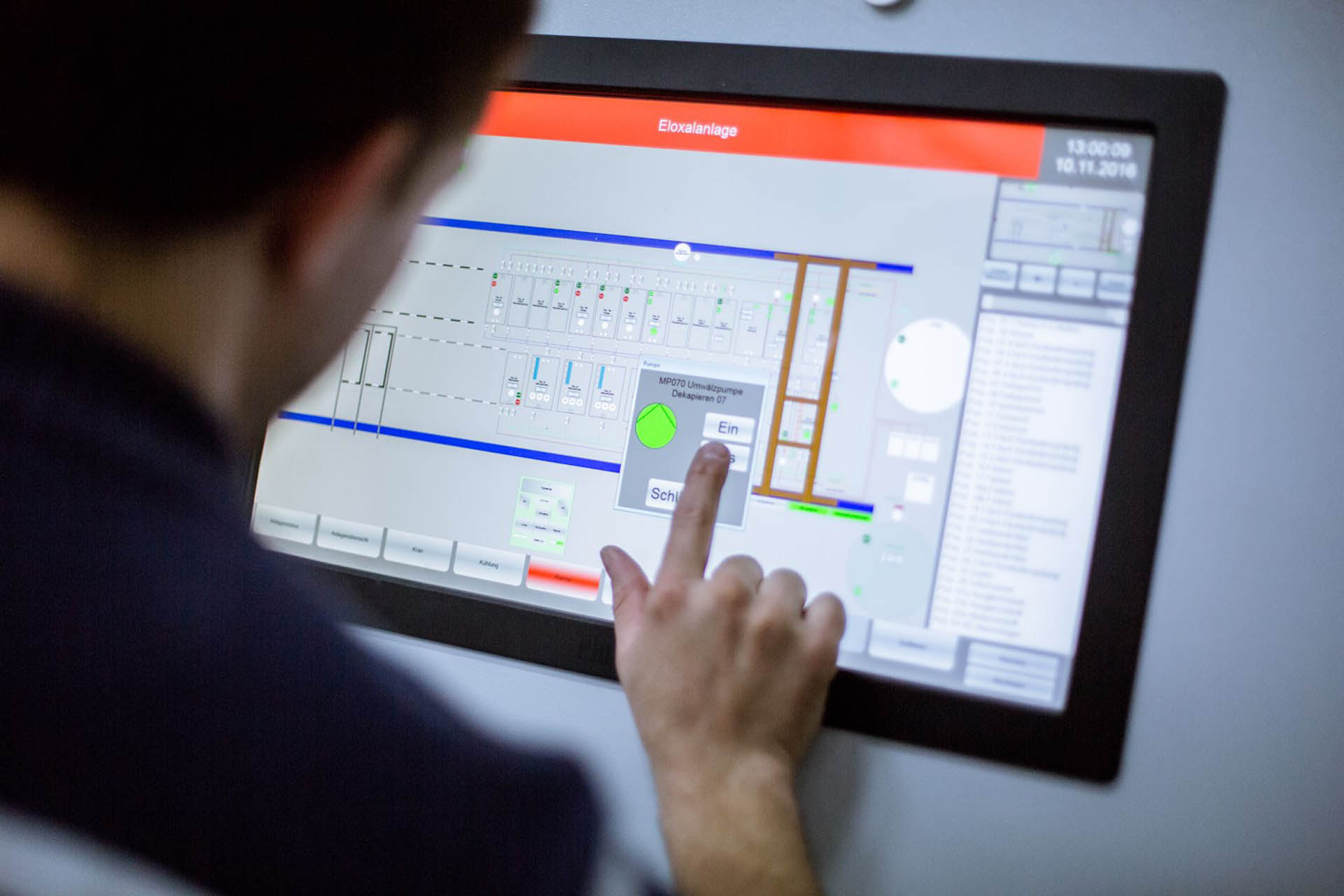 Control of an anodizing system via touchscreen