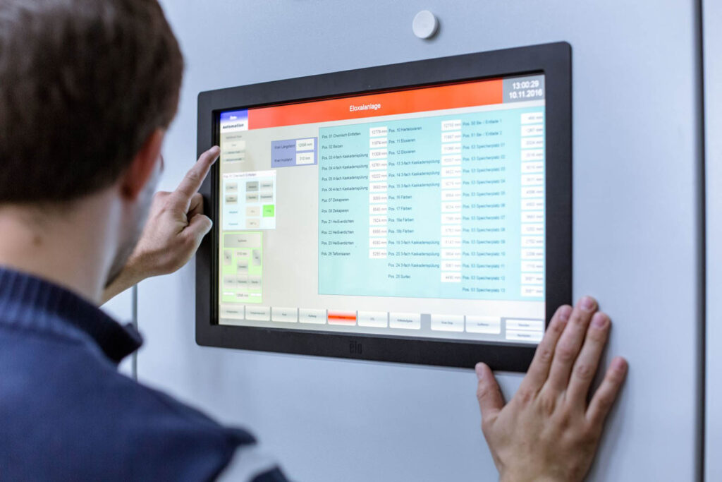 Control of an anodizing system via touchscreen